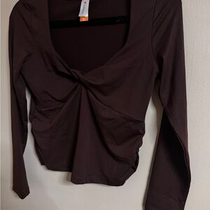 Amazon Women’s Long Sleeve Twist-Front Top - Brown